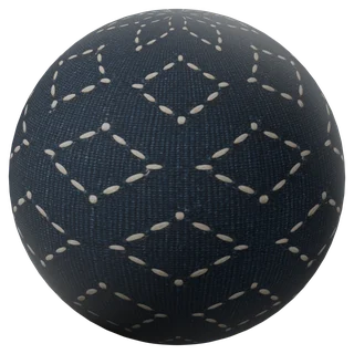 Indigo Sashiko Cotton PBR 1K Fabric